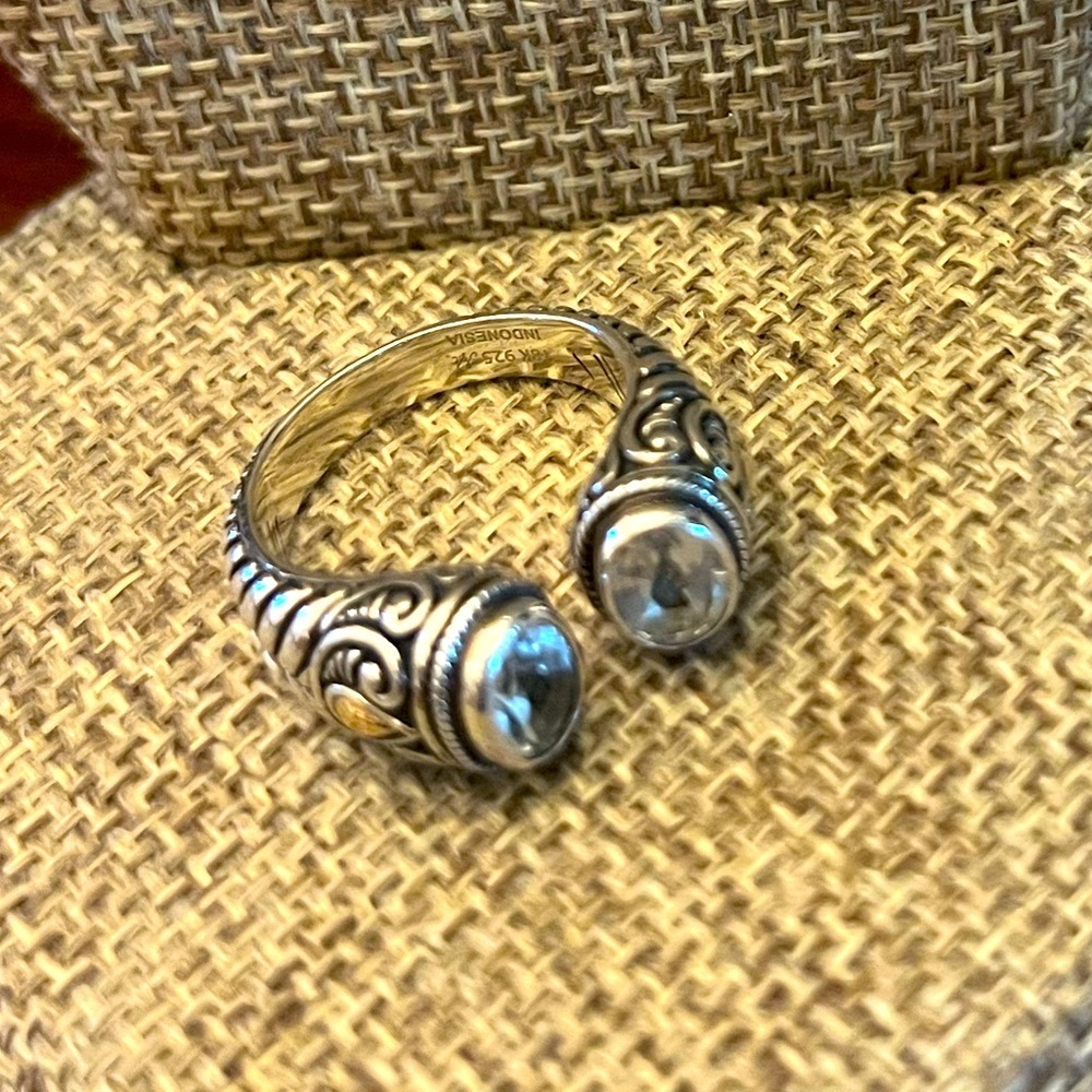 White Topaz sterling silver adjustable ring